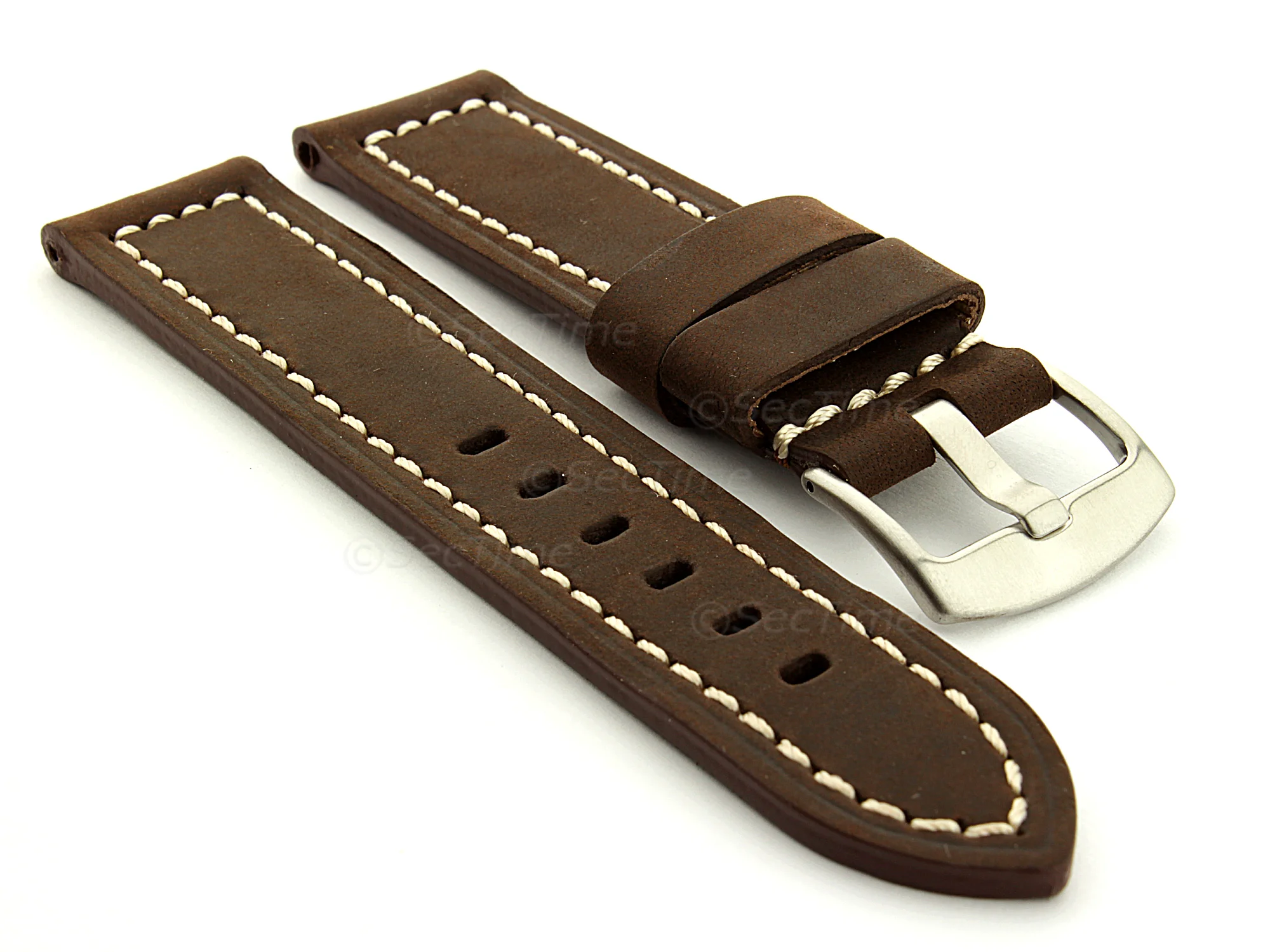 (image for) Leather Watch Band Panor Dark Brown 22mm (1)