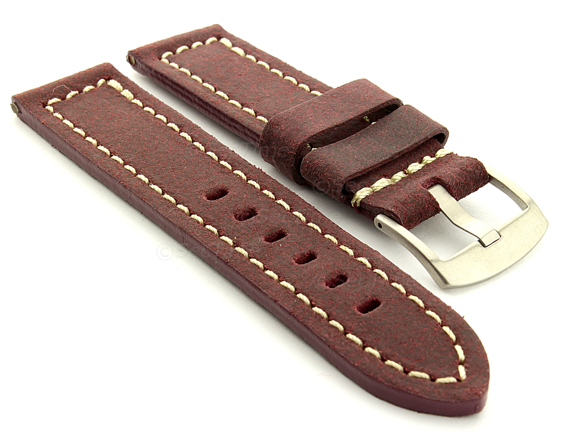(image for) Leather Watch Band Panor Maroon 22mm (1)