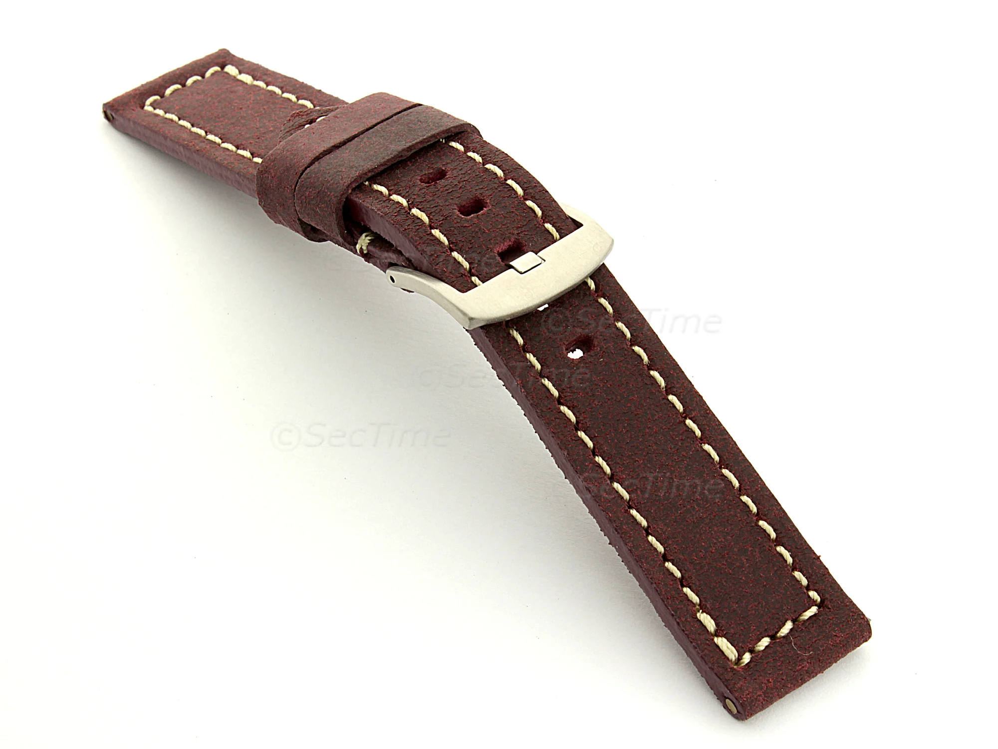 (image for) Leather Watch Band Panor Maroon 22mm