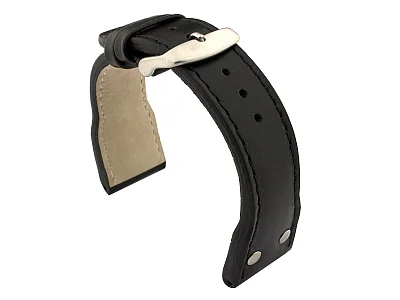 (image for) Genuine Leather Watch Strap PILOT fits IWC Black 24mm (1)