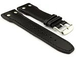 (image for) Genuine Leather Watch Strap PILOT fits IWC Black 24mm
