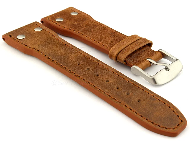 (image for) Genuine Leather Watch Strap PILOT fits IWC Brown 24mm
