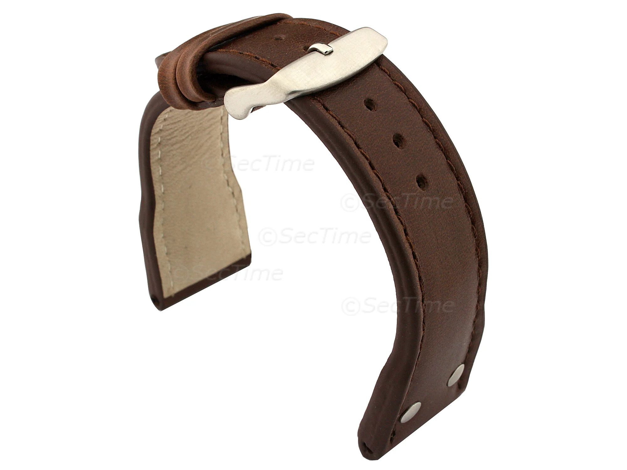 (image for) Genuine Leather Watch Strap PILOT fits IWC Dark Brown 24mm (1)
