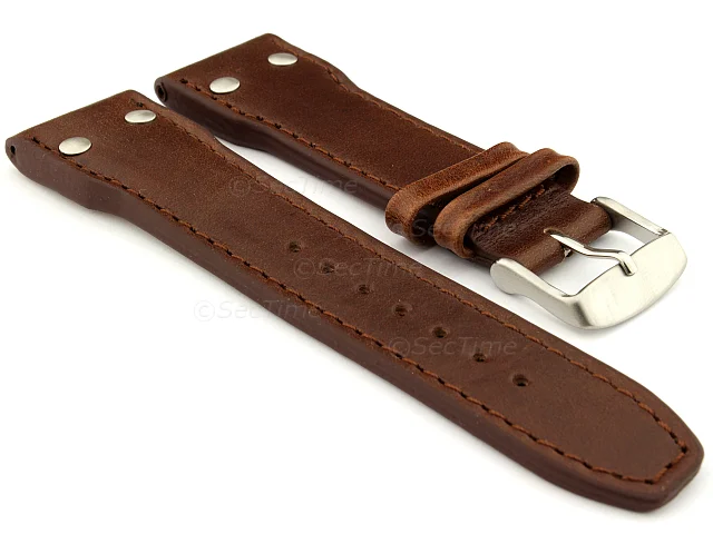 (image for) Genuine Leather Watch Strap PILOT fits IWC Dark Brown 24mm