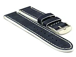 (image for) Genuine Leather Watch Band PORTO Navy Blue/White 22mm