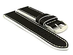 (image for) Genuine Leather Watch Band PORTO Black/White 22mm