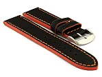 (image for) Genuine Leather Watch Band PORTO Black/Orange 24mm