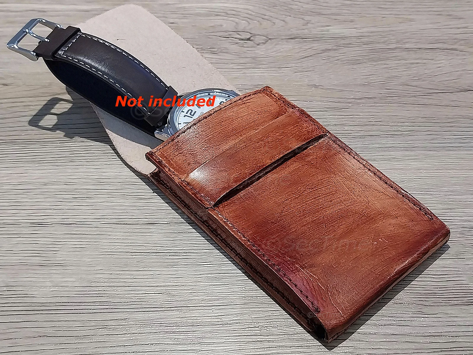 (image for) Genuine Leather Watch Pouch for 1 Wristwatch Brown (2)