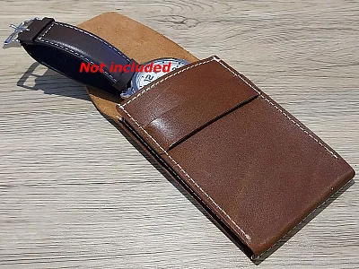 (image for) Genuine Leather Watch Pouch for 1 Wristwatch Dark Brown (2)
