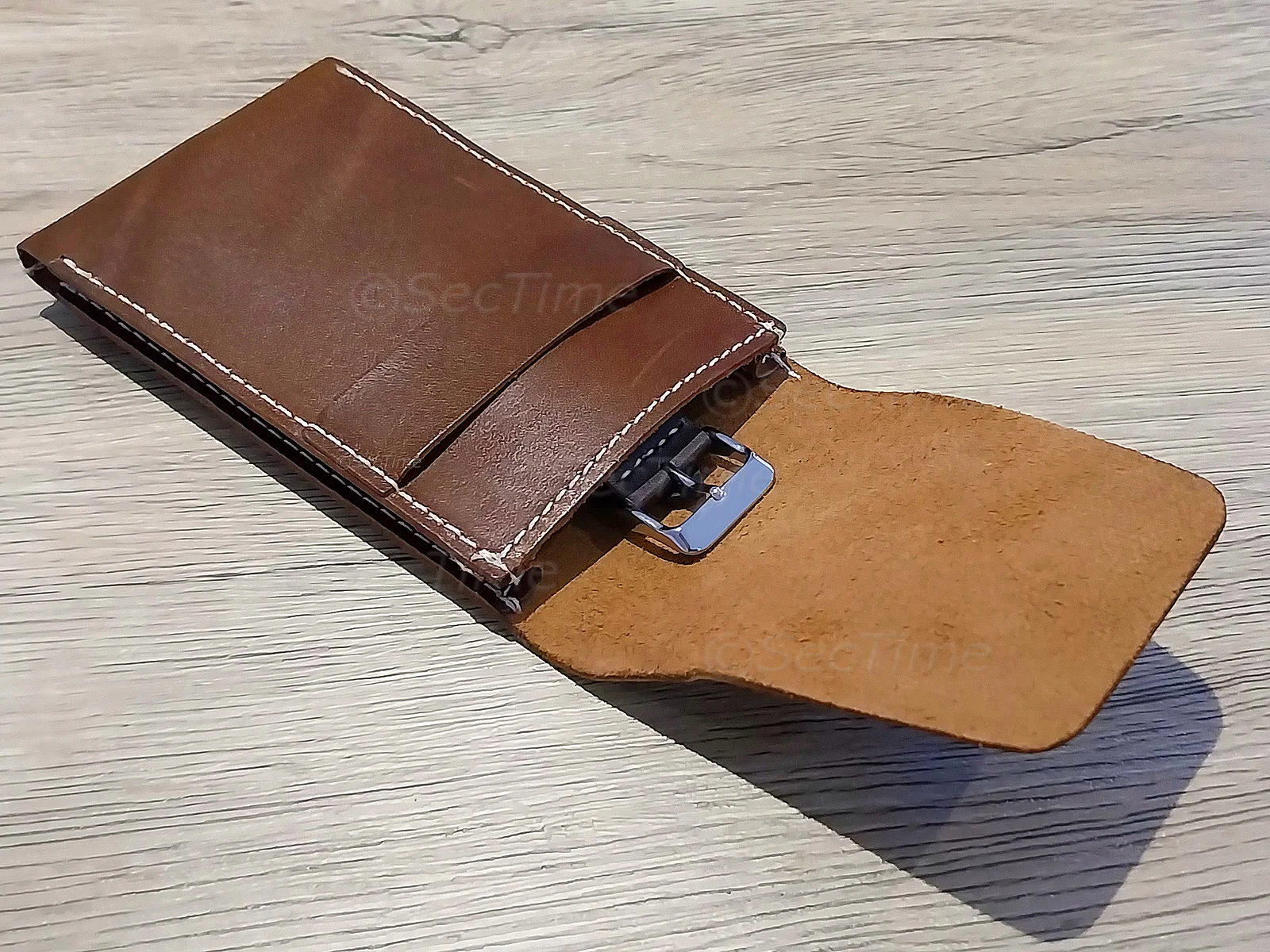 (image for) Genuine Leather Watch Pouch for 1 Wristwatch Dark Brown (3)