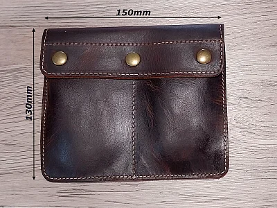 (image for) Genuine Leather Watch Pouch for 2 Wristwatches Dark Brown (4)