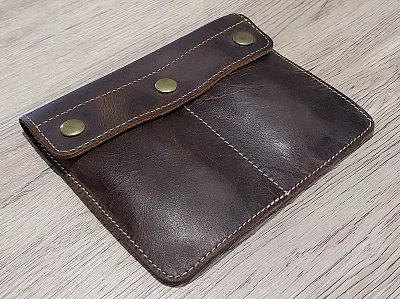 (image for) Genuine Leather Watch Pouch for 2 Wristwatches Dark Brown