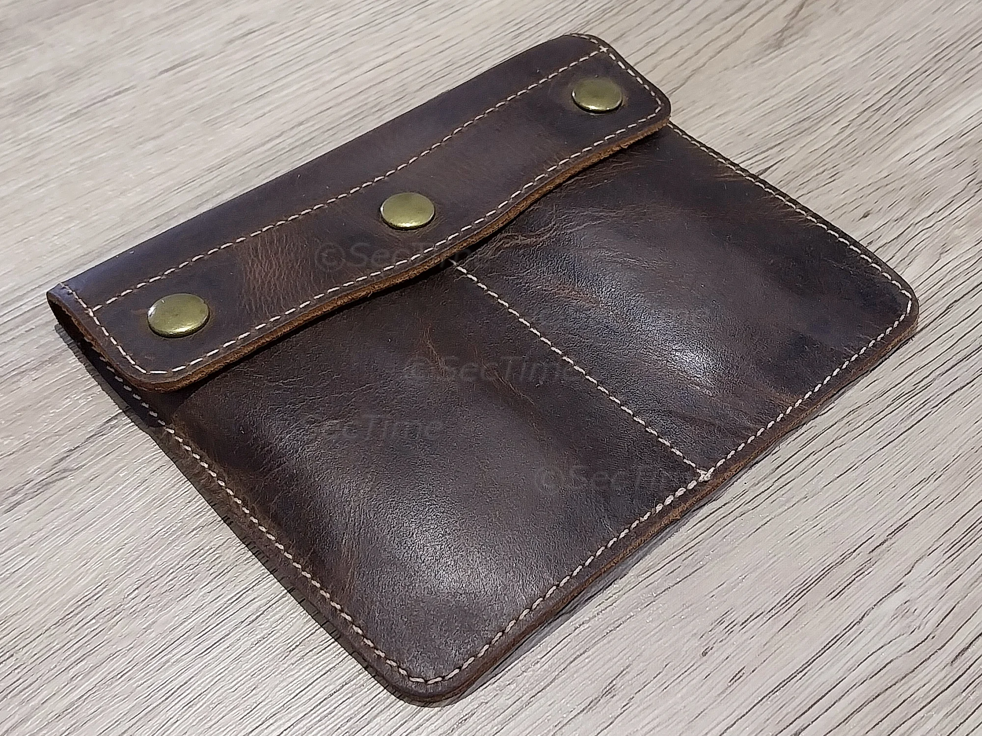 (image for) Genuine Leather Watch Pouch for 2 Wristwatches Dark Brown