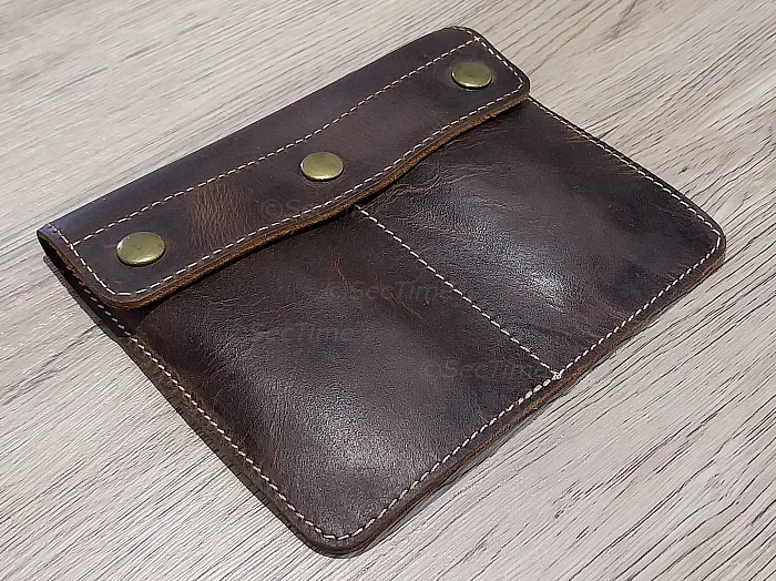 (image for) Genuine Leather Watch Pouch for 2 Wristwatches Dark Brown