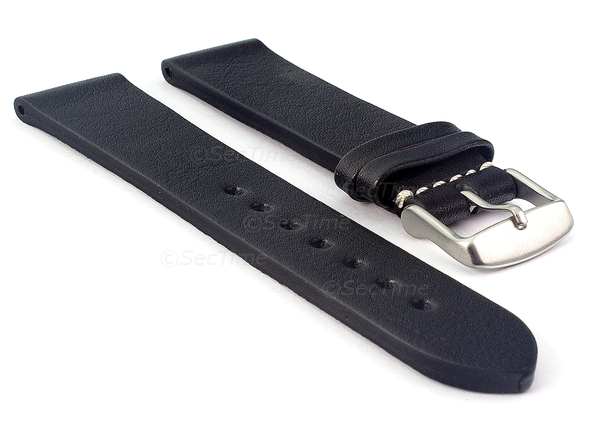 (image for) Genuine Leather Watch Strap Band Prague Black 20mm