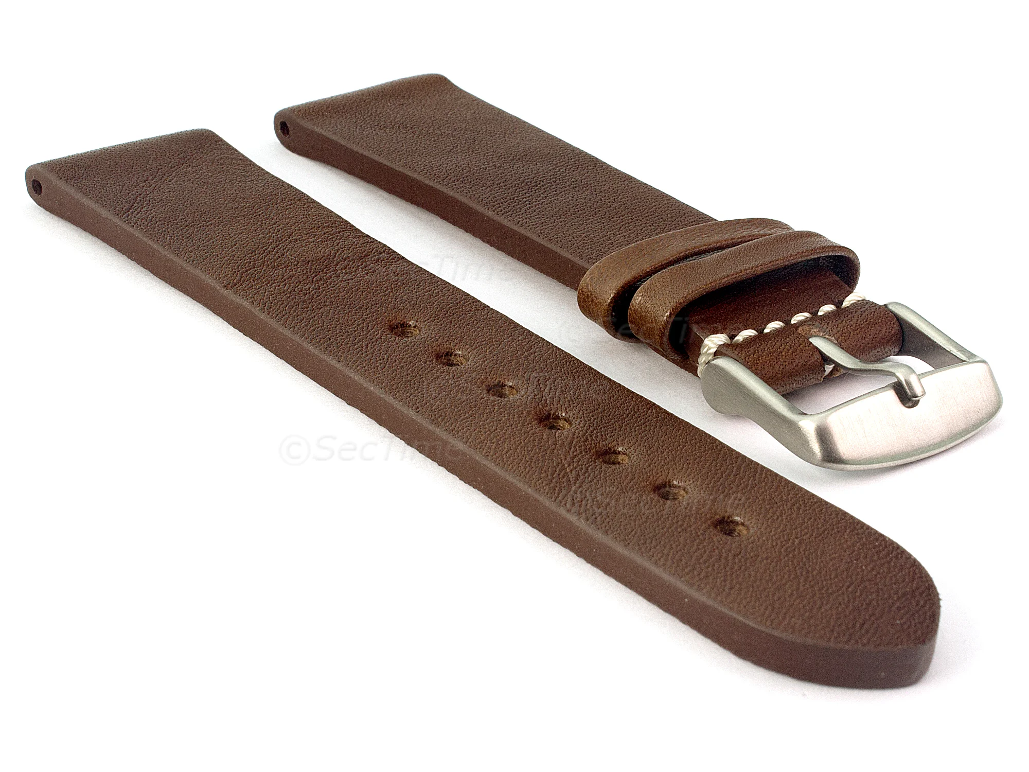 (image for) Genuine Leather Watch Strap Band Prague Dark Brown 18mm