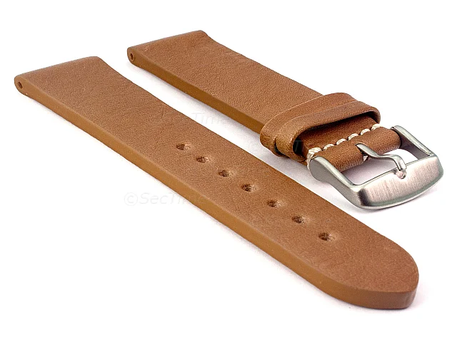 (image for) Genuine Leather Watch Strap Band Prague Brown 18mm