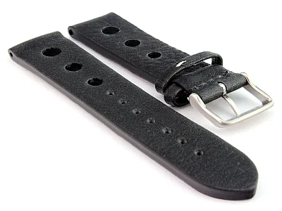 (image for) Genuine Leather Watch Strap Band Prague Rally Black 20mm (1)