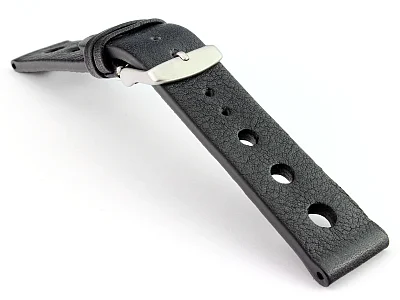 (image for) Genuine Leather Watch Strap Band Prague Rally Black 20mm (2)