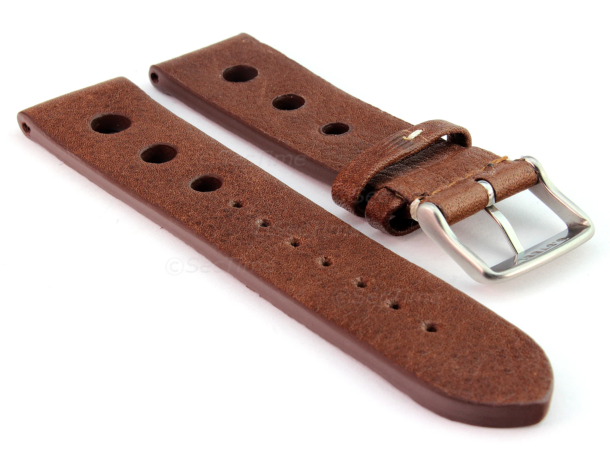 (image for) Genuine Leather Watch Strap Band Prague Rally Dark Brown 22mm (1)