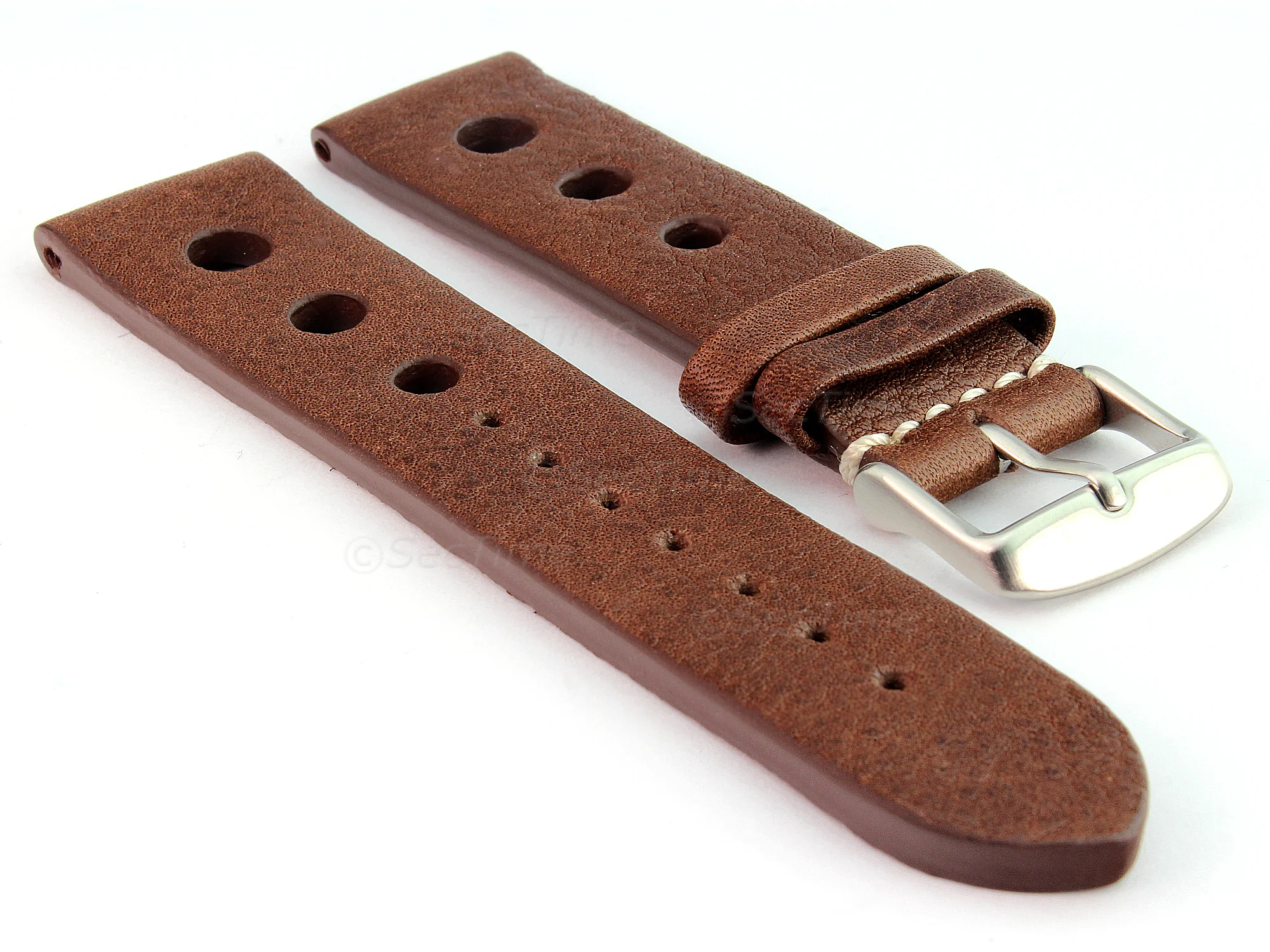(image for) Genuine Leather Watch Strap Band Prague Rally Dark Brown 22mm