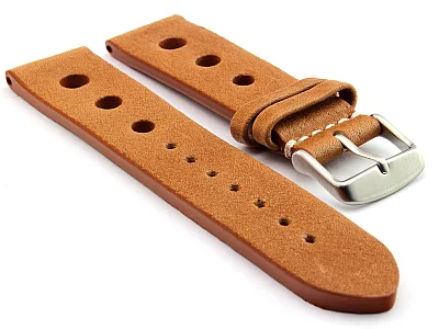 (image for) Genuine Leather Watch Strap Band Prague Rally Brown 22mm