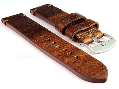 (image for) Old-look Genuine Leather Watch Strap Pride Dark Brown 22mm