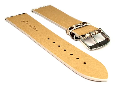 (image for) Genuine Snake Python Leather Watch Strap Band Beige (Black) 20mm (1)