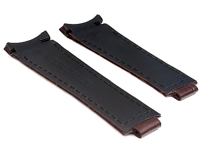 (image for) Curved Leather Watch Strap Compatible w. Rolex Daytona Dark Brown 20mm/16mm/9mm (1)