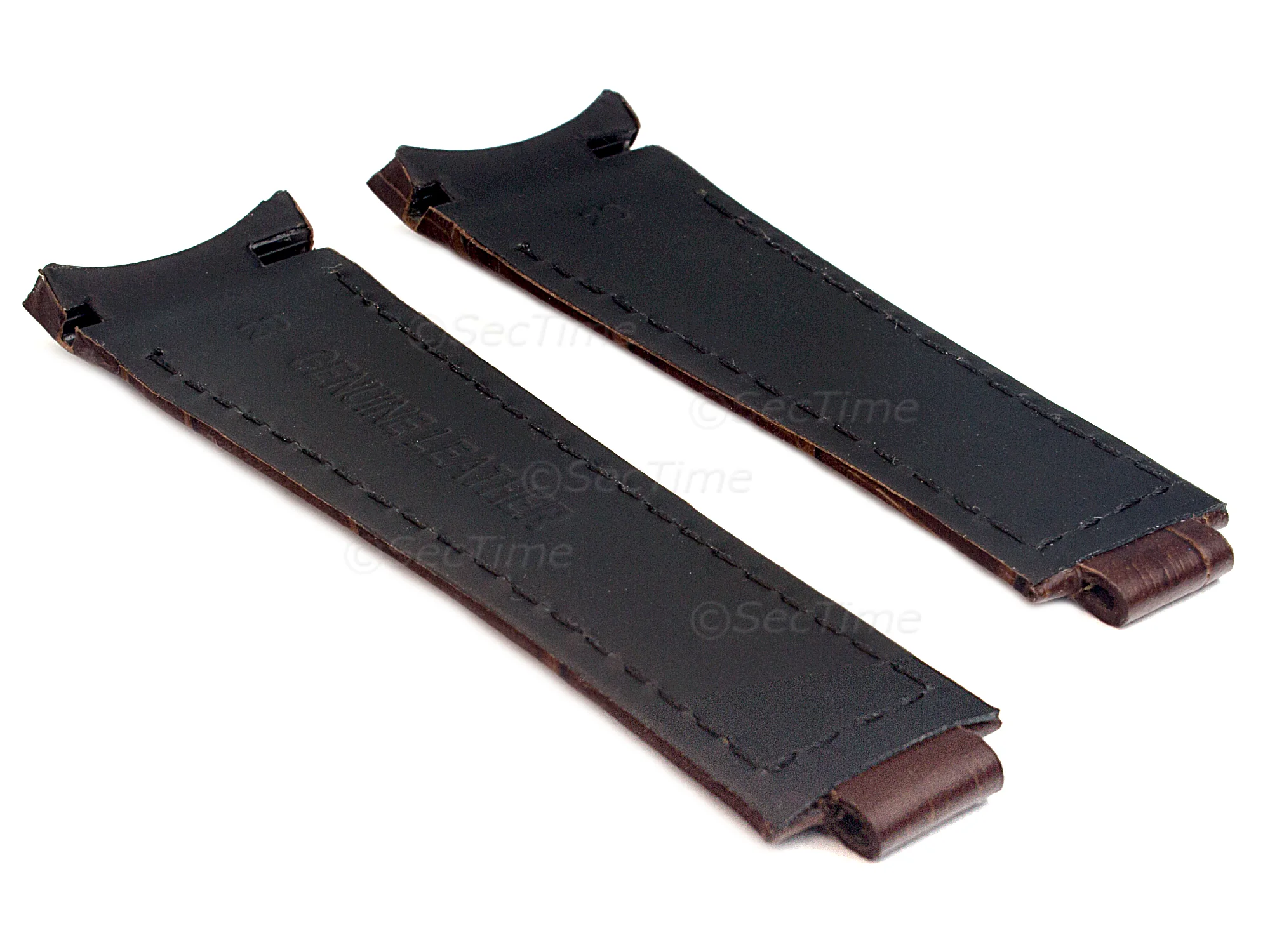 (image for) Curved Leather Watch Strap Compatible w. Rolex Daytona Dark Brown 20mm/16mm/9mm (1)