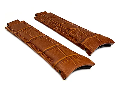 (image for) Curved Leather Watch Strap Compatible w. Rolex Daytona Brown 20mm/16mm/9mm