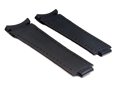 (image for) Curved Leather Watch Strap Compatible w. Rolex Daytona Black 20mm/16mm/9mm (1)