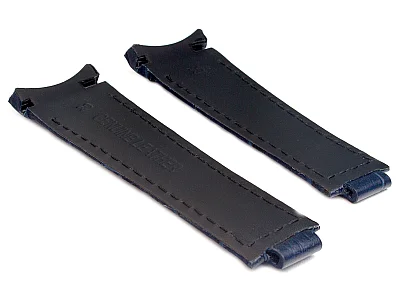 (image for) Curved Leather Watch Strap Compatible w. Rolex Daytona Navy Blue 20mm/16mm/9mm (1)
