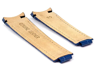 (image for) 20mm/16mm/9mm Blue Curved Leather Watch Strap Compatible w. Rolex Daytona (1)