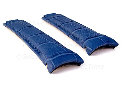 (image for) 20mm/16mm/9mm Blue Curved Leather Watch Strap Compatible w. Rolex Daytona