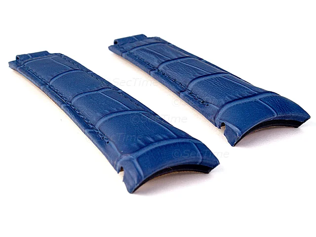 (image for) 20mm/16mm/9mm Blue Curved Leather Watch Strap Compatible w. Rolex Daytona