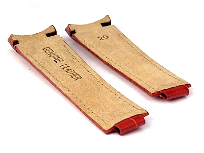 (image for) 20mm/16mm/9mm Red Curved Leather Watch Strap Compatible w. Rolex Daytona (1)