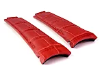 (image for) 20mm/16mm/9mm Red Curved Leather Watch Strap Compatible w. Rolex Daytona
