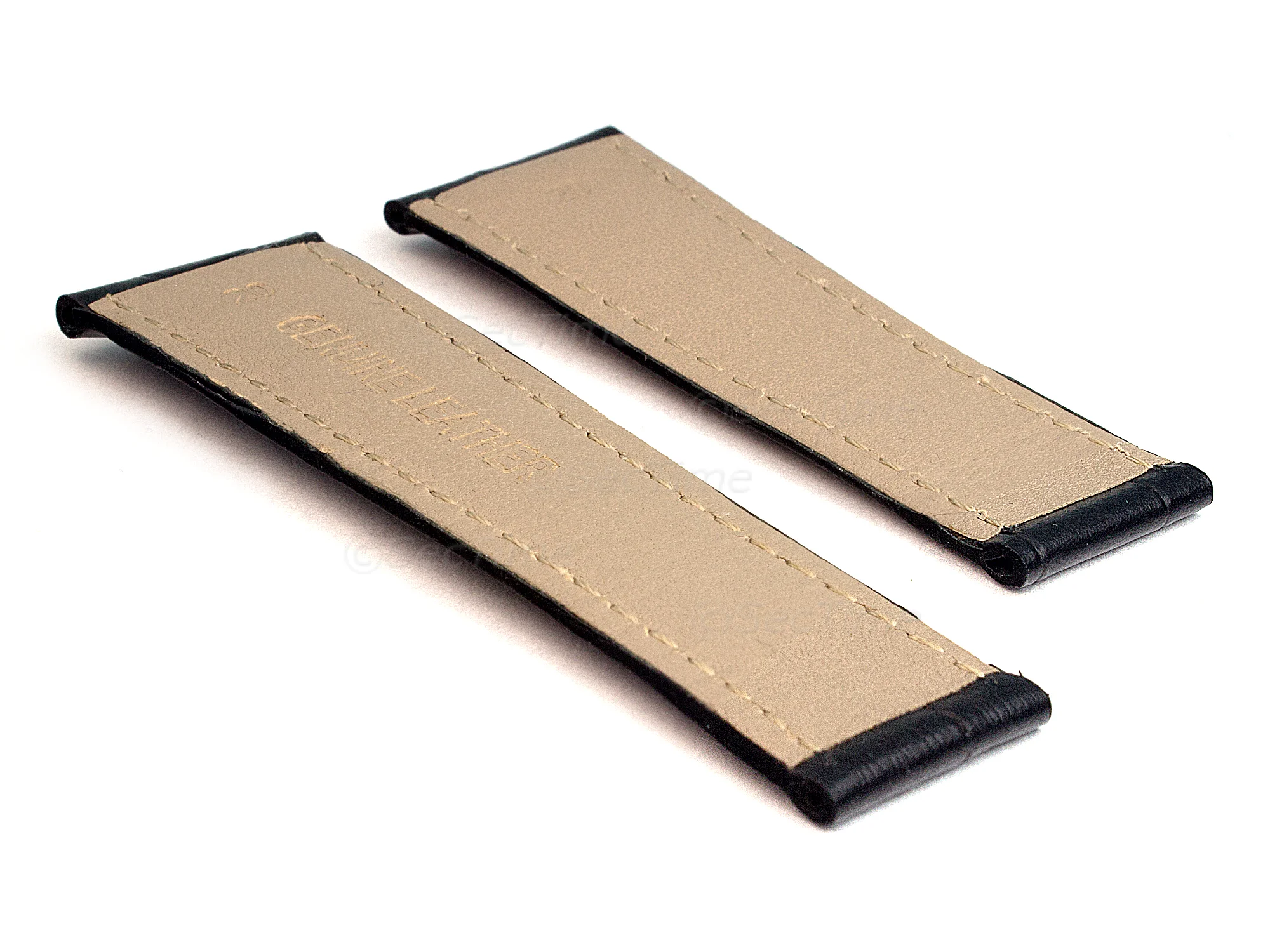 (image for) Genuine Leather Watch Strap Compatible with Rolex Daytona Black 20mm/16mm (1)