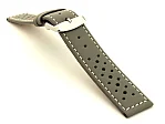 (image for) 20mm Grey/White - Genuine Leather Watch Strap / Band RIDER, Perforated