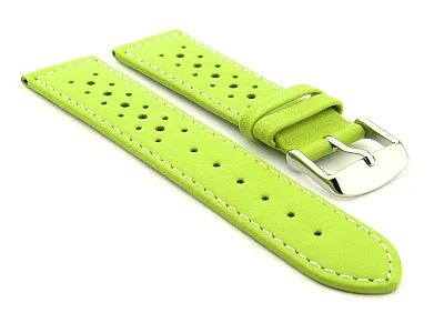 (image for) 20mm Pistachio/White - Genuine Leather Watch Strap / Band RIDER, Perforated (1)