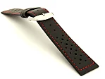 (image for) 20mm Black/Red - Genuine Leather Watch Strap / Band RIDER, Perforated