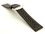 (image for) 20mm Black/Orange - Genuine Leather Watch Strap / Band RIDER, Perforated