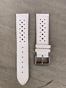(image for) 22mm White/White - Genuine Leather Watch Strap / Band RIDER (2)