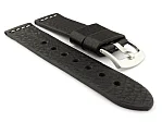 (image for) Genuine Leather Watch Strap RIVIERA Extra Long Black/White 20mm