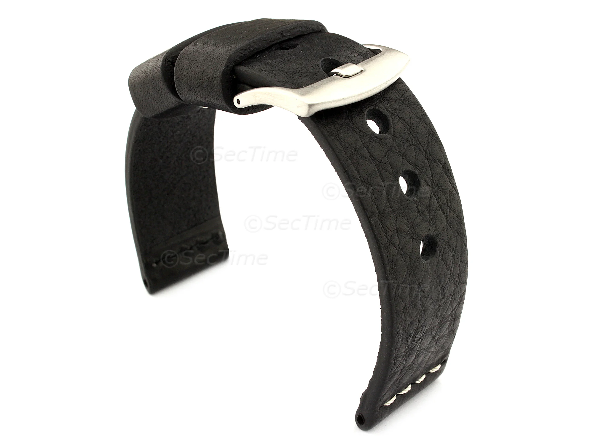 (image for) Genuine Leather Watch Strap RIVIERA RM Black/White 20mm