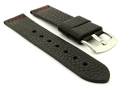 (image for) Genuine Leather Watch Strap RIVIERA RM Black/Red 20mm (1)