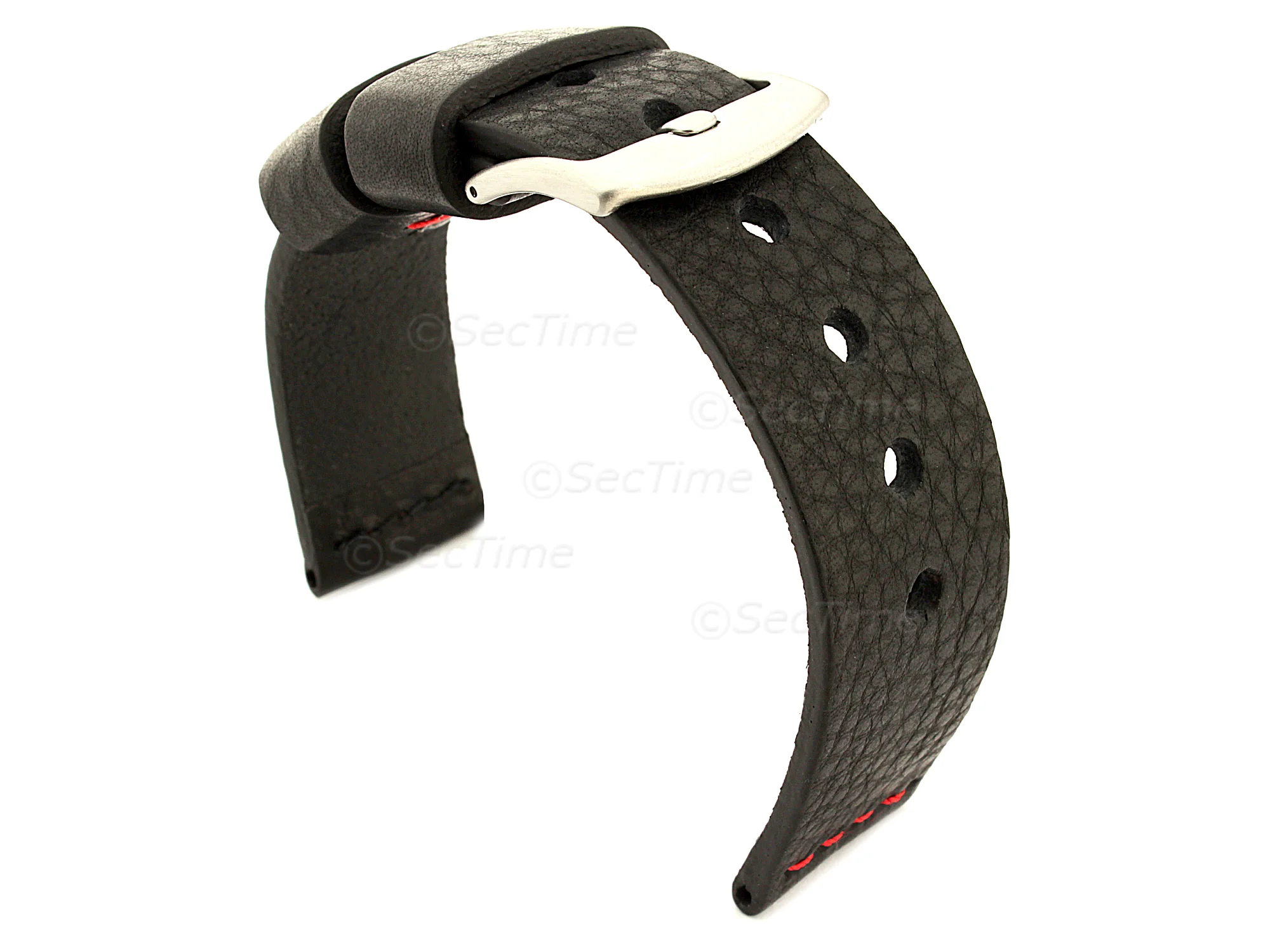(image for) Genuine Leather Watch Strap RIVIERA RM Black/Red 20mm