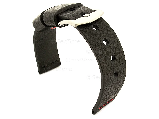 (image for) Genuine Leather Watch Strap RIVIERA RM Black/Red 20mm
