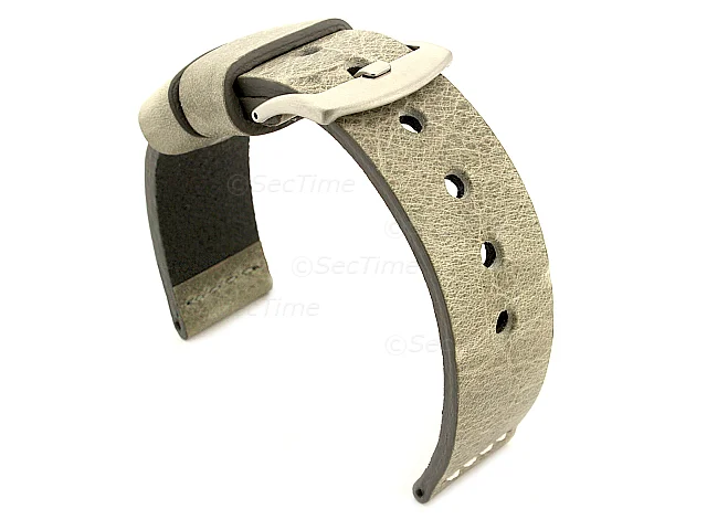 (image for) Genuine Leather Watch Strap RIVIERA RM Grey/White 18mm